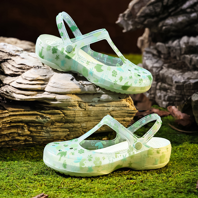 凉鞋女夏季外穿加厚底果冻沙滩洞洞鞋防滑涉水护士妈妈包头凉拖鞋