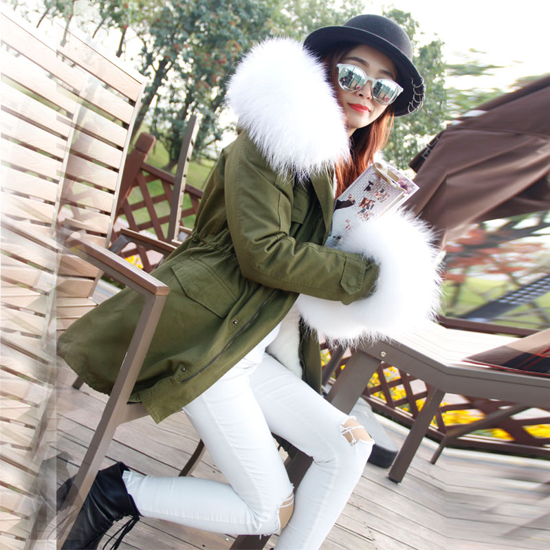 winter new pattern Raccoon fur Ovo Leader green thickening cotton-padded clothes Mid length version leather and fur coat overcoat Female camp Overcomein the Women's clothing/Boutique , Cotton/Padded  category - from Buy2taobao.com to provide professional Taobao agent buy service