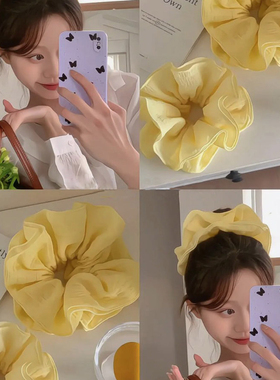 韩系糖果色网纱多层木耳边花边大肠发圈女氛围马尾感发圈发绳