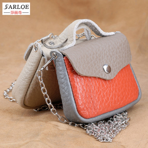 头层牛皮零钱迷你小包链条手袋