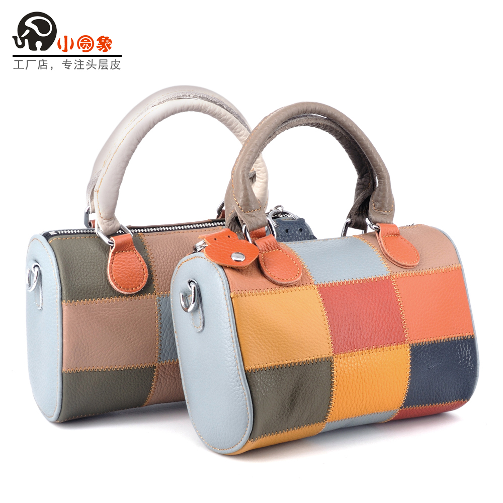 小圆象枕头包撞色小休闲真皮