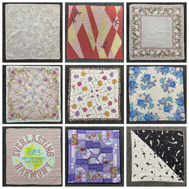 日系vintage古着纯棉男女士轻奢印花吸汗小方巾口袋巾手帕126