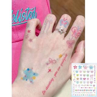 夏日甜美蝴蝶彩色纹身贴ins手指款可爱少女不反光多巴胺防水持久