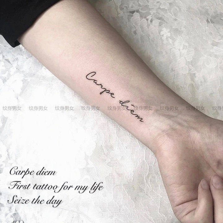 纹身贴防水男女持久暗黑系性感锁骨英文及时行乐字母小图案贴纸,家居饰品,其他贴饰,淘宝优惠券,粉丝福利购,淘宝优惠卷