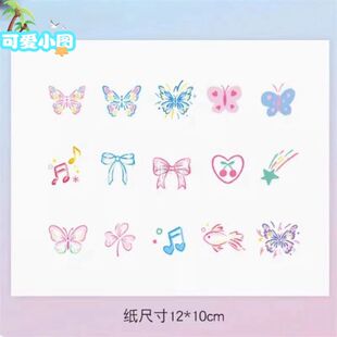 蝴蝶结小图案纹身贴彩色手指纹身贴小图案迷你小清新贴纸