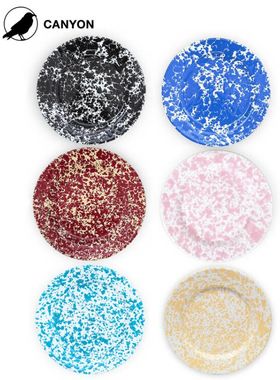 现货美国Crow Canyon Home搪瓷琺瑯复古餐具餐盘点心盘水果盘子