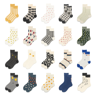 子条纹纯棉日系 袜子女ins潮春秋夏韩国中筒学院风格 独立包装