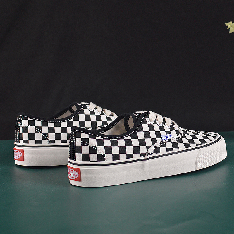 黑牛金黑白格子帆布鞋格纹ins潮