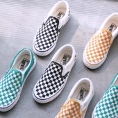 懒人鞋 黑白色低帮帆布鞋 一脚蹬休闲板鞋 松紧套脚轻便半拖鞋 女春季