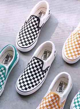 黑白色低帮帆布鞋女春季松紧套脚轻便半拖鞋一脚蹬休闲板鞋懒人鞋