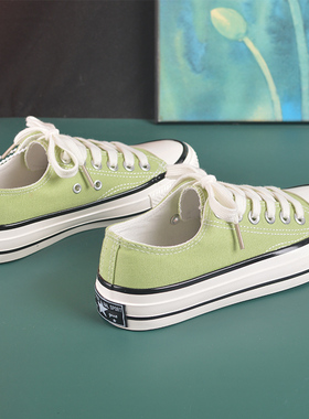 果绿色灰色休闲板鞋薄款低帮帆布鞋女春季2025红色学生百搭潮布鞋