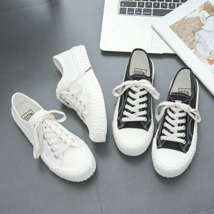 女春季 女帆布鞋 2025新款 百搭透气薄款 韩版 显脚小休闲小白鞋 饼干鞋