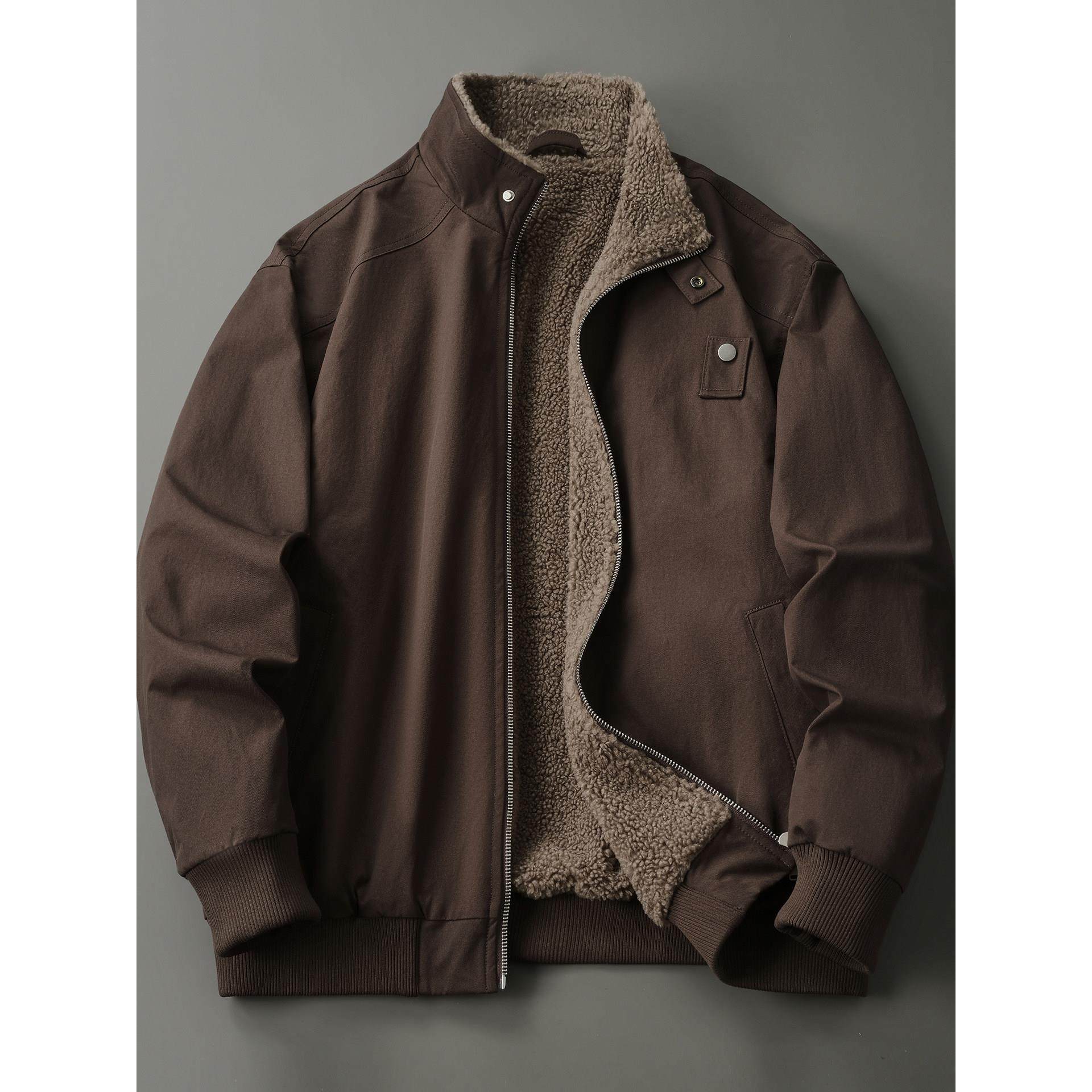 重磅羊羔绒保暖休闲夹克男冬季美式潮牌宽松立领时尚工装棉服外套