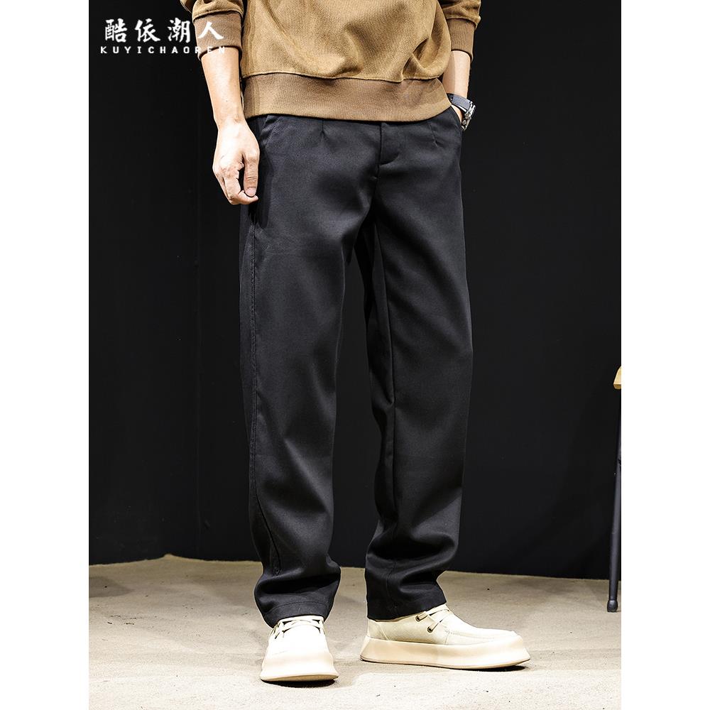 高端莱赛尔百搭直筒休闲裤男2025秋季新款男士西裤锥形长裤子春秋