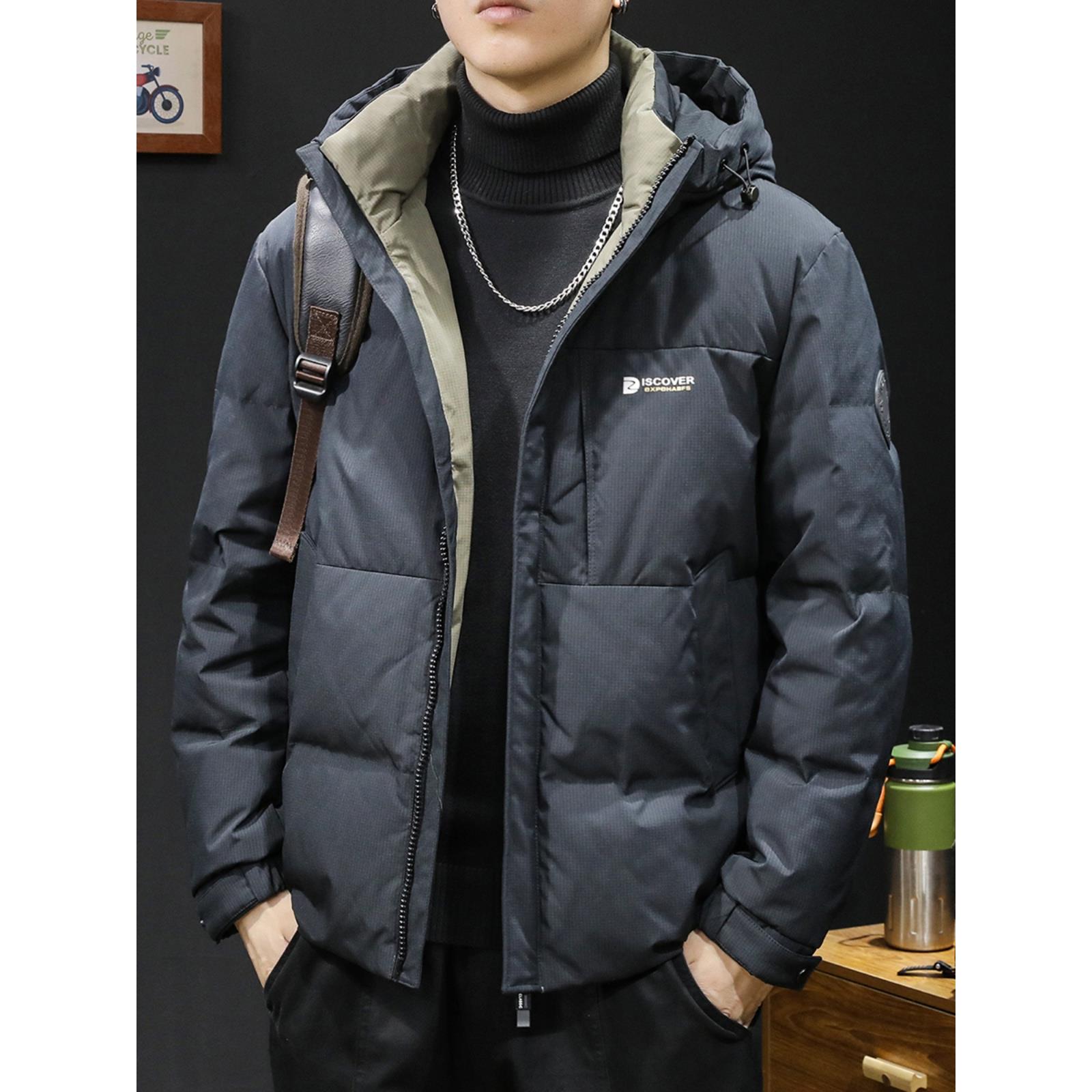 90%鸭绒羽绒服男冬季连帽2025新款潮牌大码爆款男士保暖外套短款