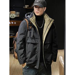 90白鸭绒秋季新款  可拆卸  三合一户外工装冲锋衣羽绒服男中长款