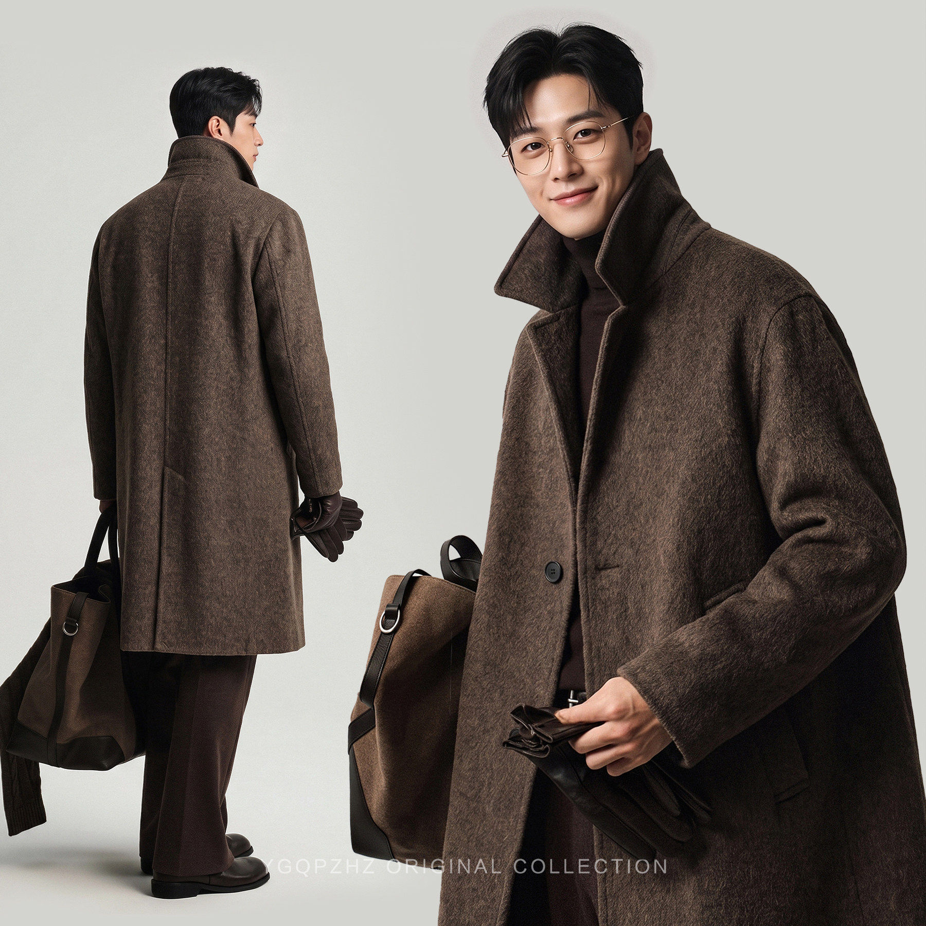 PittiUomo105大赢家系列69%绵羊毛中长款毛呢大衣男秋冬呢子外套