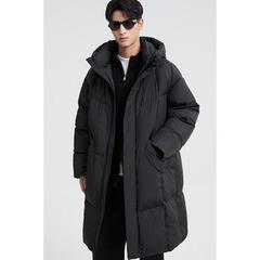 24冬季新款中长款连帽羽绒服男廓形设计感户外保暖加厚外套