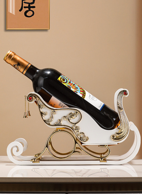 礼之源耶诞马车红酒架摆件实木酒架客厅酒柜装饰品耶诞节创意礼品