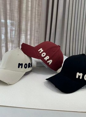 2024春秋新款韩版侧面字母MORA硬顶破口棒球帽男女休闲潮牌鸭舌帽