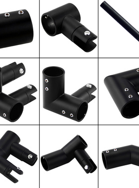 黑色固定夹玻璃链接角T型夹法兰座淋浴房拉杆配件304不锈钢免打孔