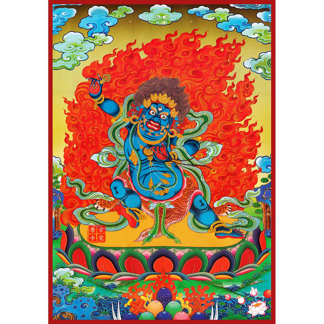 金刚手唐卡西藏热贡客厅玄关佛堂家居装饰挂画