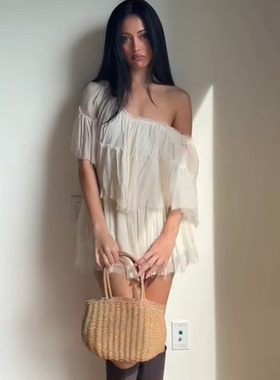 美国购买cindy同款网纱温柔白裙zitind mini