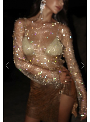 美国购闪闪钻石珠子套头上衣开衫 diamante long sleeve top