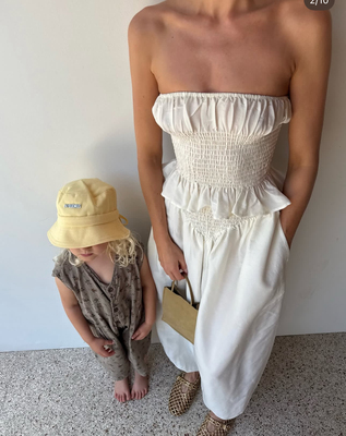 美国购纯棉褶皱抹胸elsahosk同款白色抹胸瘦腿休闲裤收腰长裙