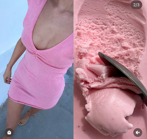 美国购买蜜桃粉色V领木耳卷边迷你裙bjou mini dress