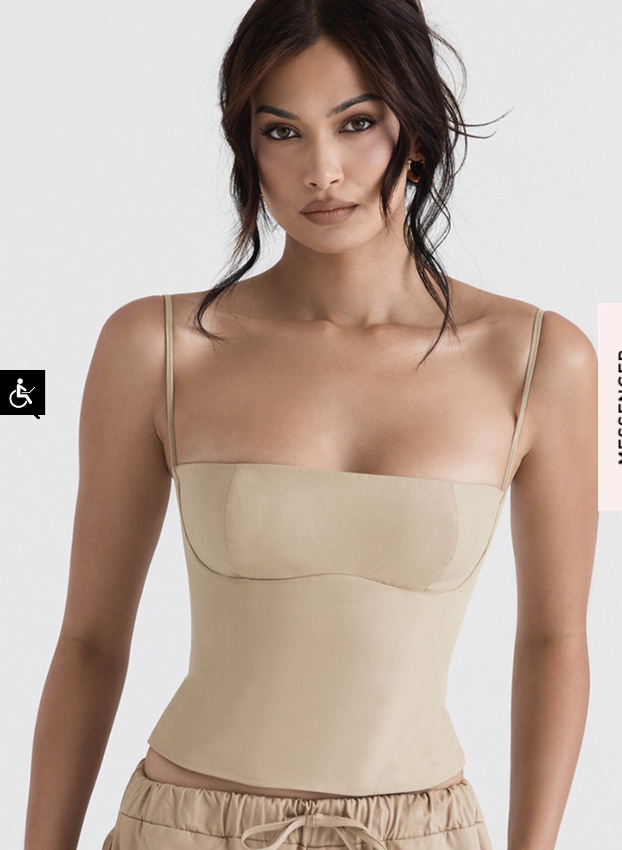 英国购女人味收腰显瘦吊带上衣 工装休闲裤套装