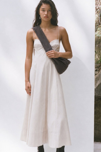 美国购买米白深灰三角杯吊带长裙Studio Dress