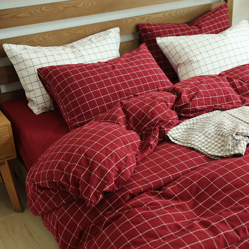 北欧风色织全棉四件套四季通用