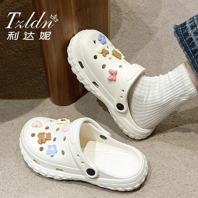利达妮洞洞鞋女款外穿夏季2026新款厚底凉拖防滑沙滩鞋海边半拖鞋