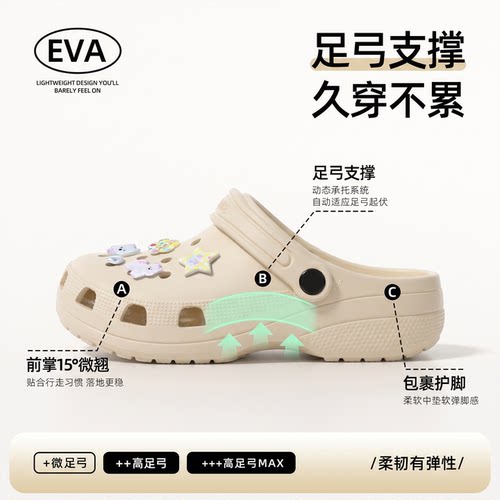 利达妮洞洞鞋有足弓支撑厚底防滑