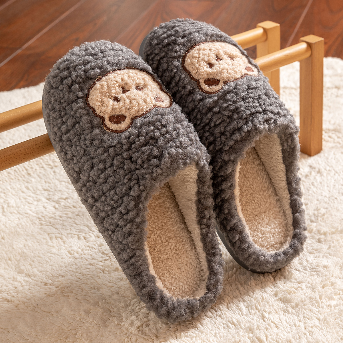 秋冬情侣款毛毛拖鞋卧室地板静音
