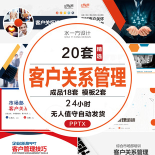 客户关系管理培训PPT模板销售关怀营销服务客户答谢会沟通技巧wps