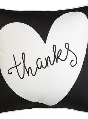 Bailand 0481黑色心形Thanks印花样板房腰枕抱枕沙发靠垫抱枕套