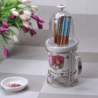陶瓷筷子筒带盖沥水防尘创意厨房筷勺子收纳架盒笼