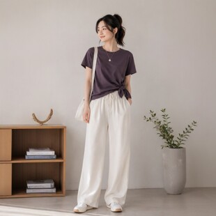 夏季新品 高品质弹力速干面料 瑜伽运动侧打结设计感T恤女