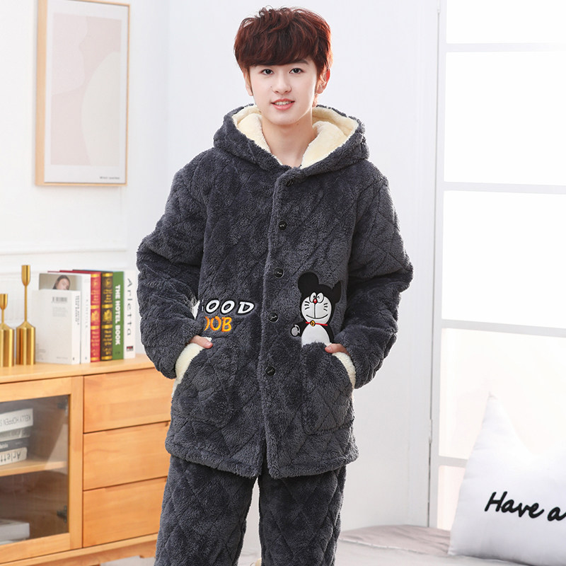 男大童睡衣冬季加厚加绒珊瑚绒三层夹棉青少年15初中生男童法兰绒,女士内衣/男士内衣/家居服,睡衣/家居服套装,淘宝优惠券,粉丝福利购,淘宝优惠卷