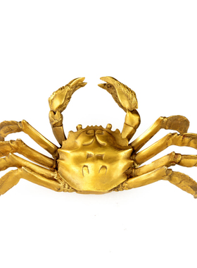 铜螃蟹摆件横财手中有钳家居客厅把件有钱八方来财偏财店铺装饰