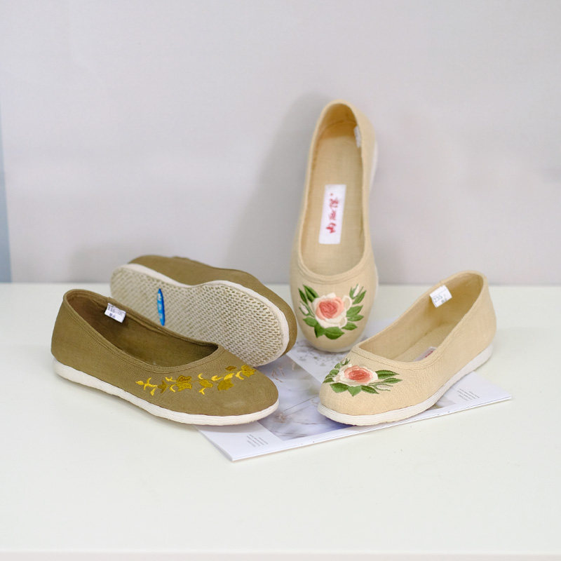 内联升布鞋女老字号北京手工坤千层底加密亚麻海元女布鞋8726a