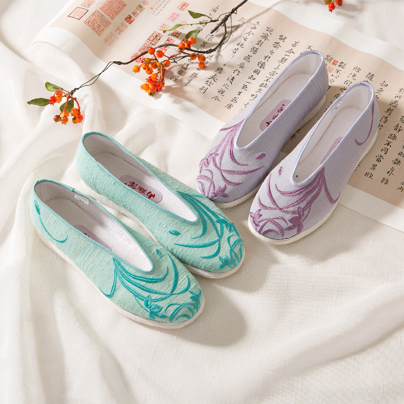 内联升布鞋女鞋手工千层底布鞋女圆头绣花千缘如懿传海兰RY8229