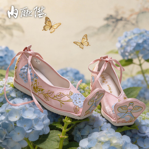 内联升内增高登云履绣球花女鞋