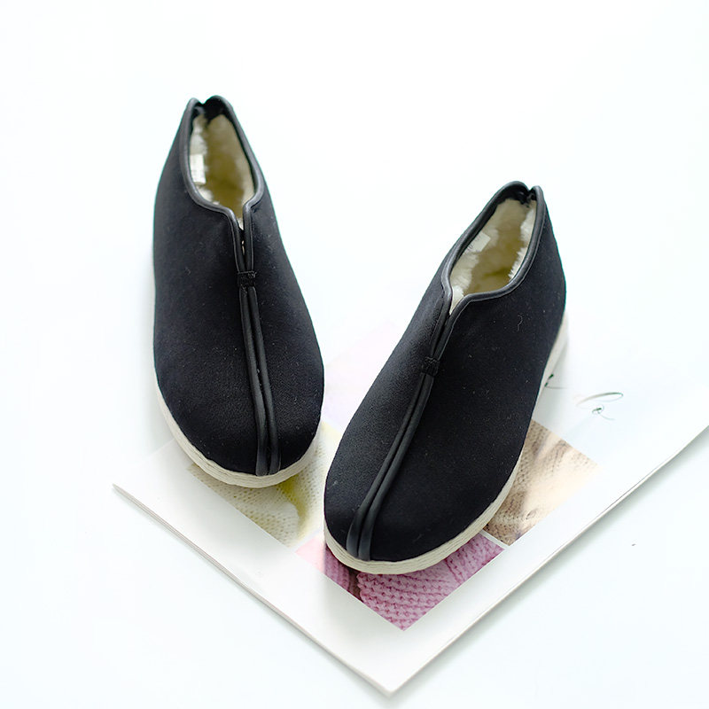 内联升棉鞋女鞋骆驼鞍手工千层底羊毛安棉十字纳底送礼棉鞋8415A