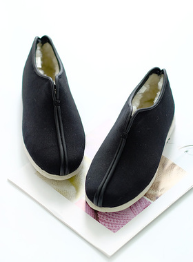 内联升棉鞋女鞋骆驼鞍手工千层底羊毛安棉十字纳底送礼棉鞋8415A