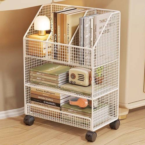 桌下置物架书桌旁小书架办公桌边落地可移动书本收纳滑轮小型架子