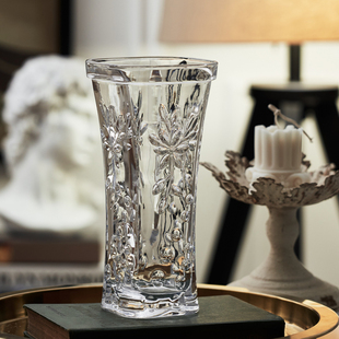 加厚水晶玻璃透明花瓶 简约客厅水培富贵竹百合玫瑰花瓶清新家居