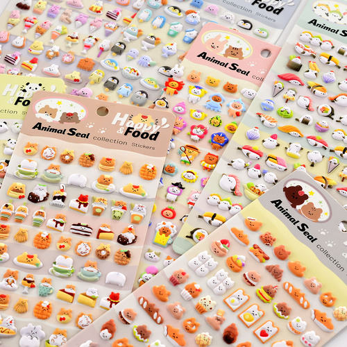 动物美食立体泡泡贴纸装饰点缀